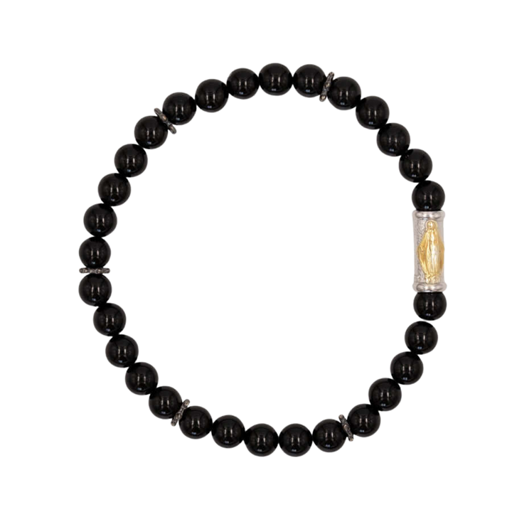 OUR LADY OF GRACE BRACELET - ONYX AND SILVER