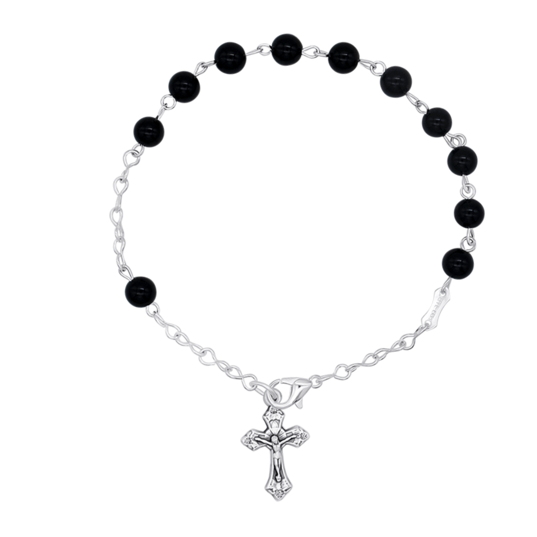 ONYX ROSARY BRACELET - METAL