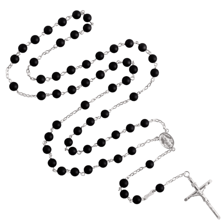 ONYX ROSARY - SILVER
