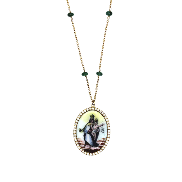 OUR LADY OF MOUNT CARMEL NECKLACE - GOLD AND DIAMONDS