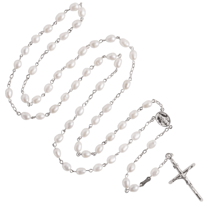 PEARL ROSARY - SILVER