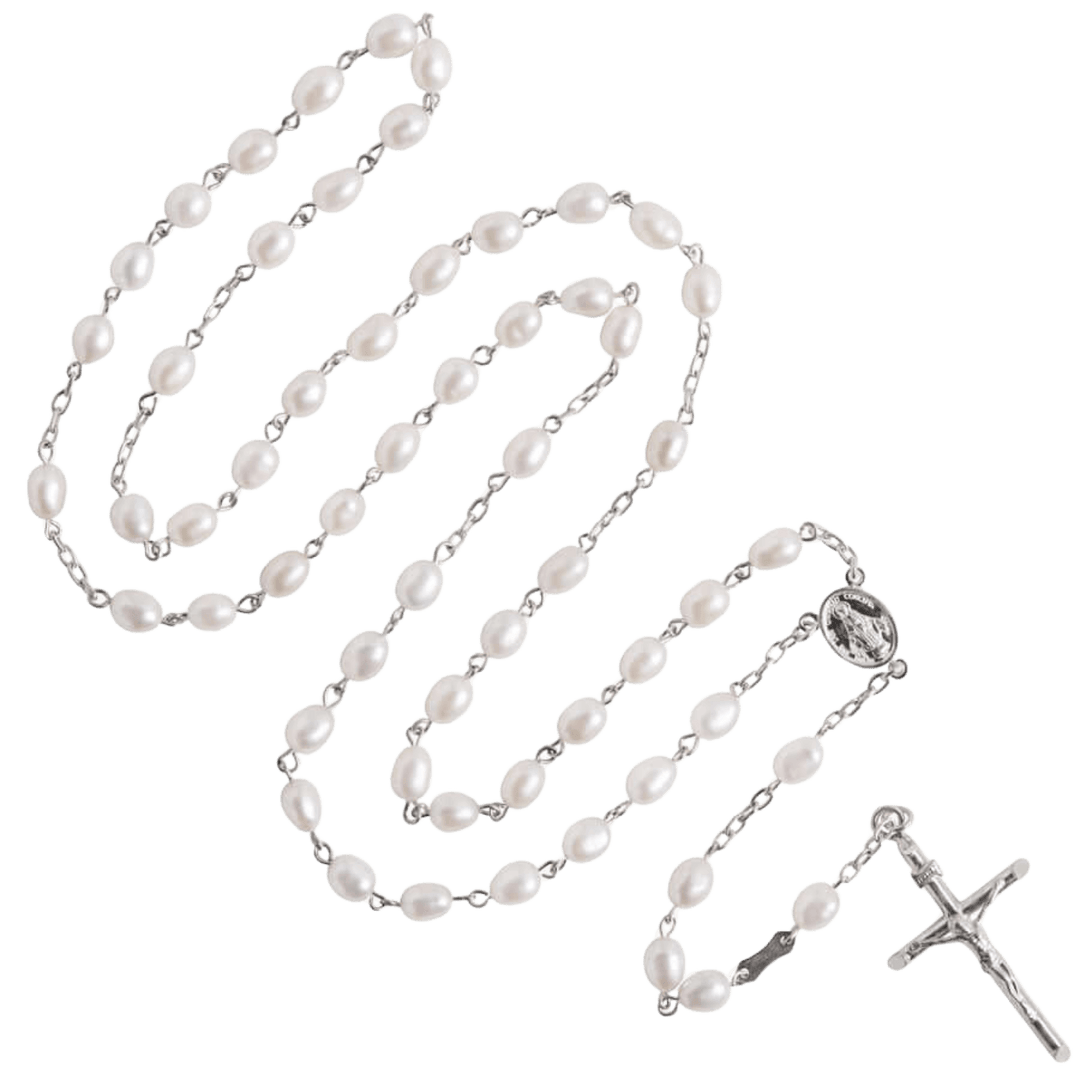 PEARL ROSARY - SILVER