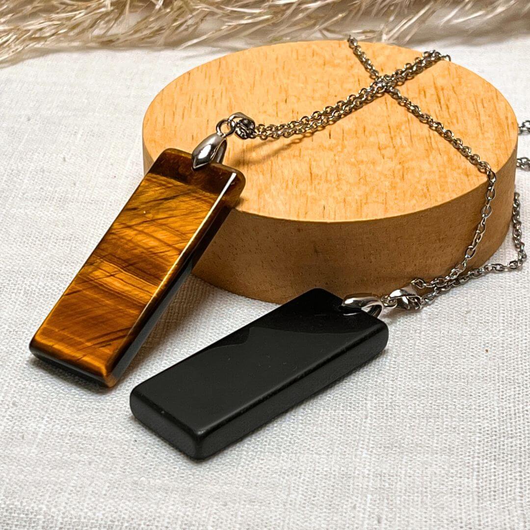 "Elegance & Power" Pendant in Tiger's Eye or Black Obsidian