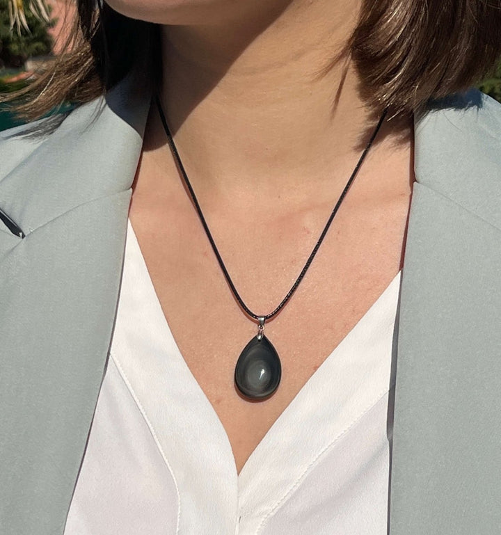Celestial Eye Obsidian Drop Pendant