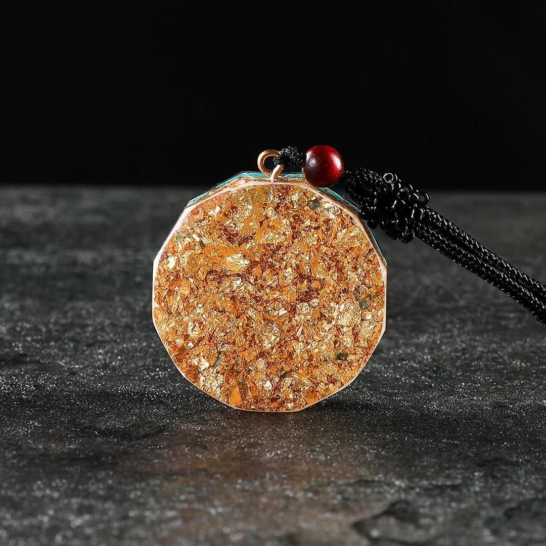 Orgonite Pendant "Metatron's Cube" in Obsidian & Garnet