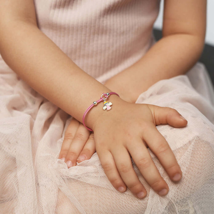 PINK BABY ARMBAND - CORD - SILVER