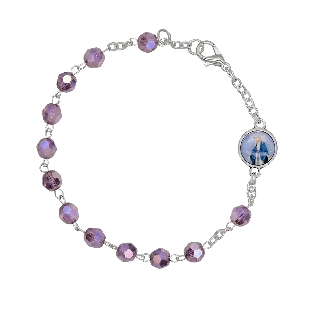 CRYSTAL ROSARY BRACELET - METAL