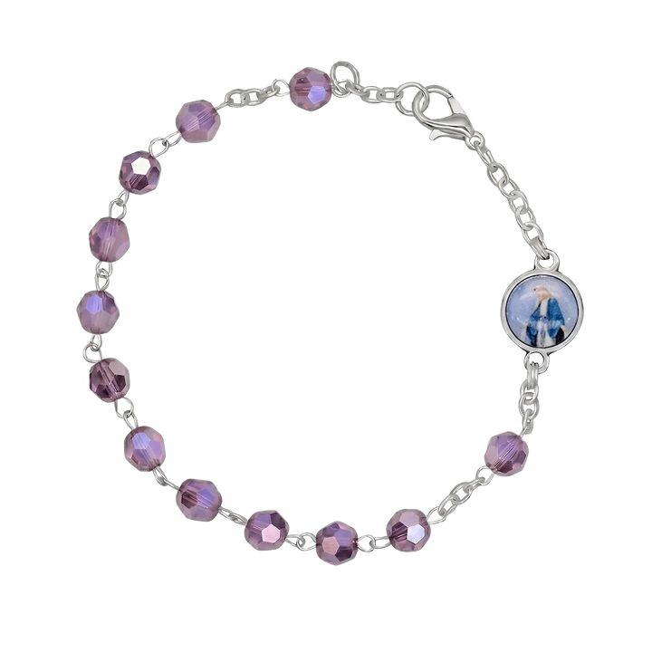 CRYSTAL ROSARY BRACELET - METAL