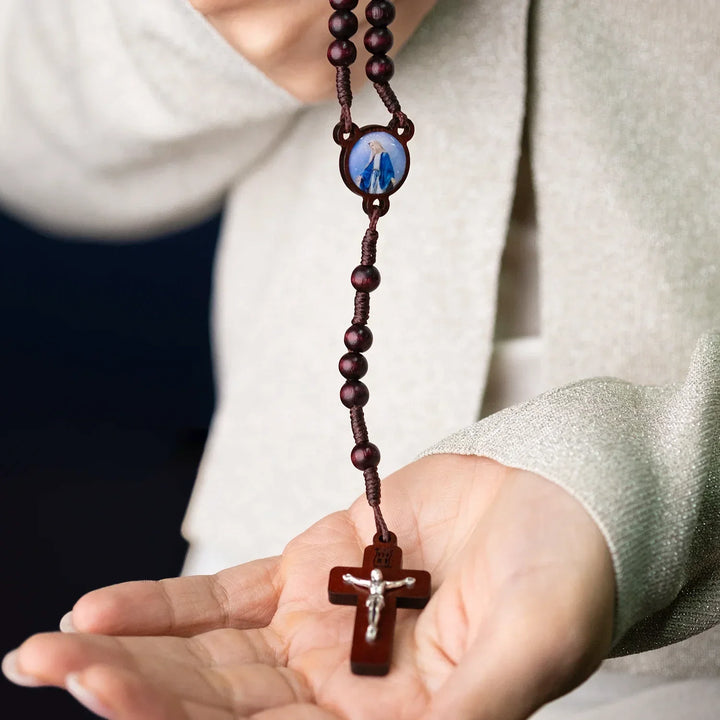 DARK WOOD BEAD ROSARY - ROPE