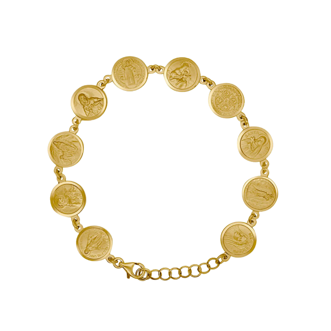CATHOLIC MEDALS BRACELET - GOLD SILVER