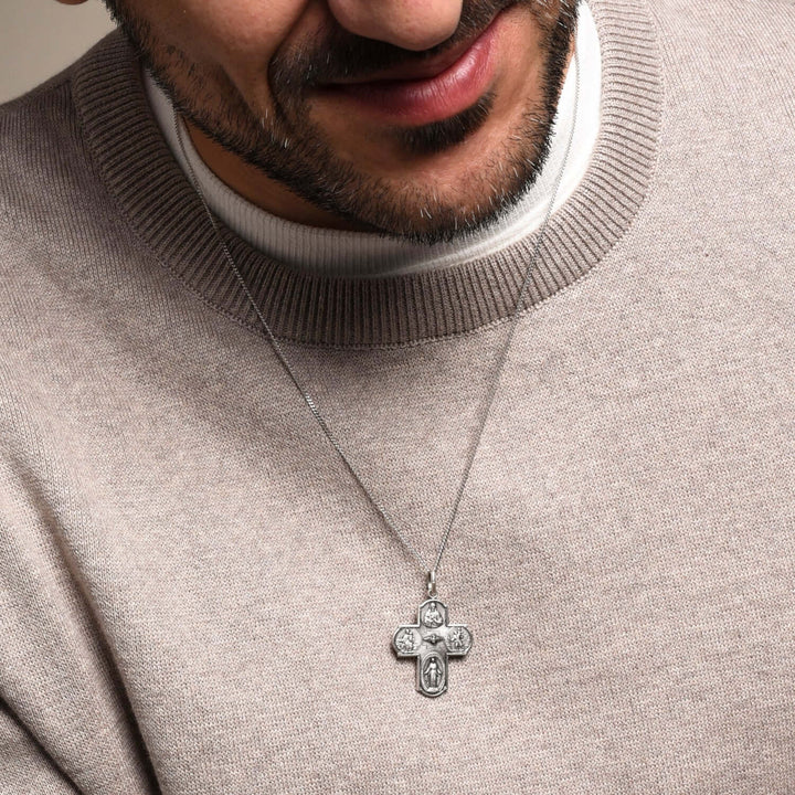 SCAPULAR - CROSS PENDANT - WHITE GOLD