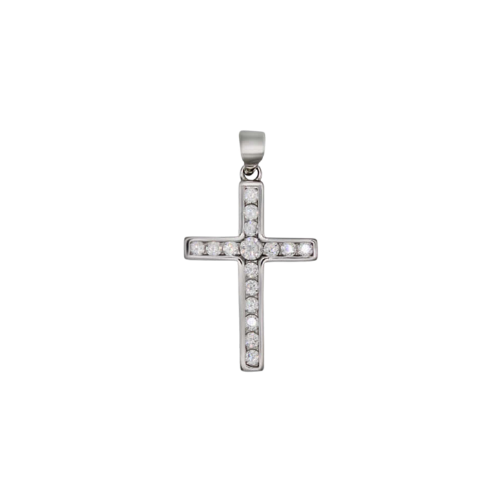 CROSS PENDANT - SILVER AND ZIRCONIA