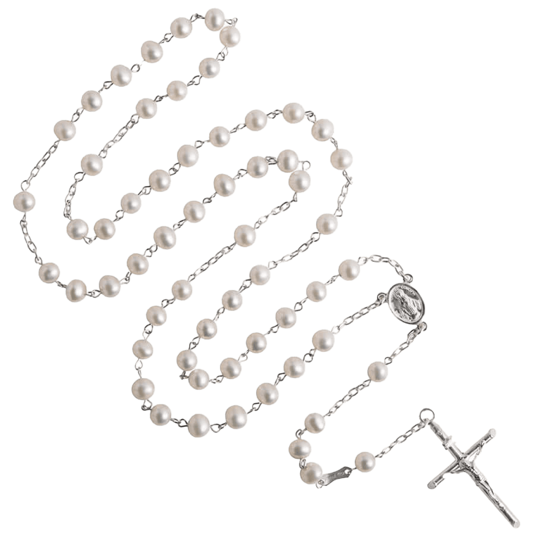 PEARL ROSARY - SILVER