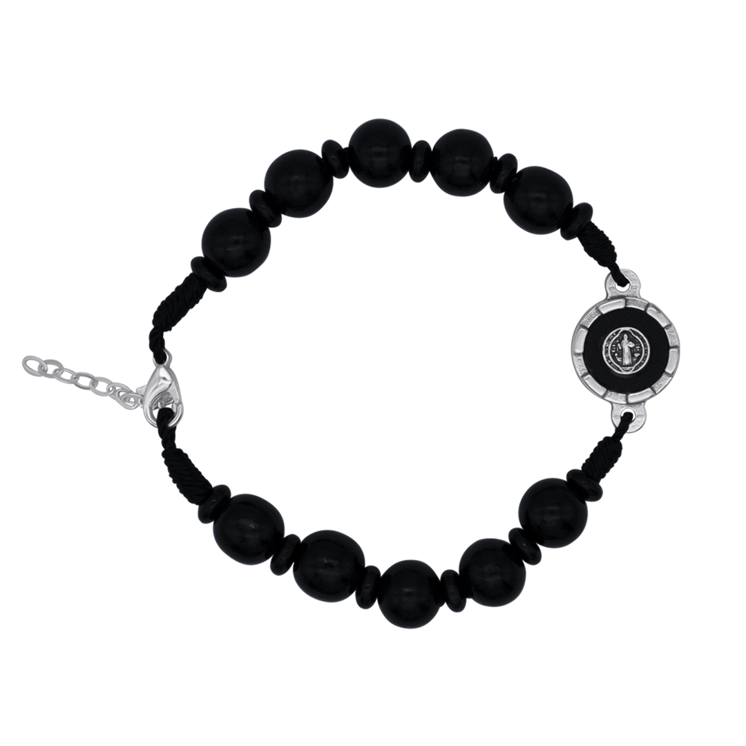 ST BENEDICT - LARGE ROSARY BRACELET - BLACK