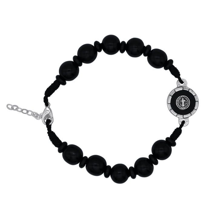 ST BENEDICT - LARGE ROSARY BRACELET - BLACK