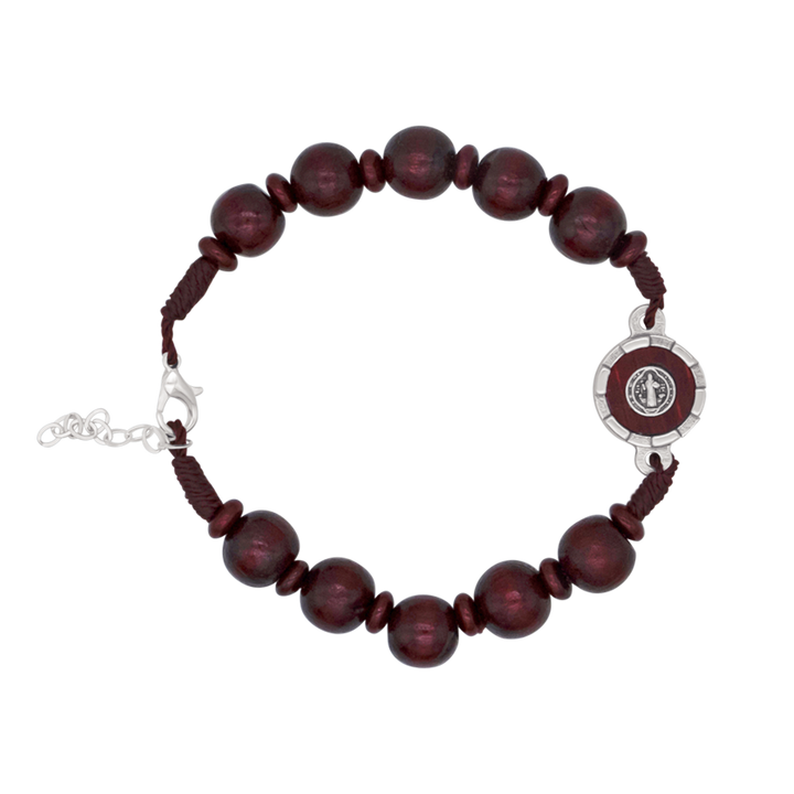ST BENEDICT - LARGE ROSARY BRACELET - RED