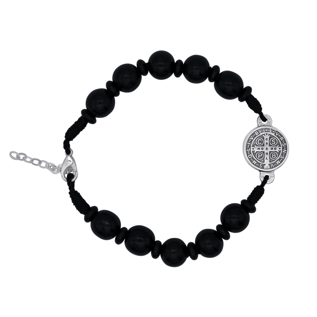 ST BENEDICT - LARGE ROSARY BRACELET - BLACK