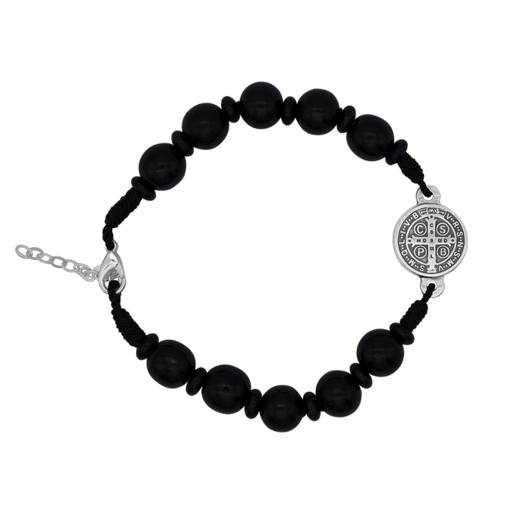 ST BENEDICT - LARGE ROSARY BRACELET - BLACK