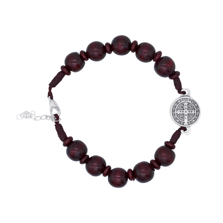 ST BENEDICT - LARGE ROSARY BRACELET - RED