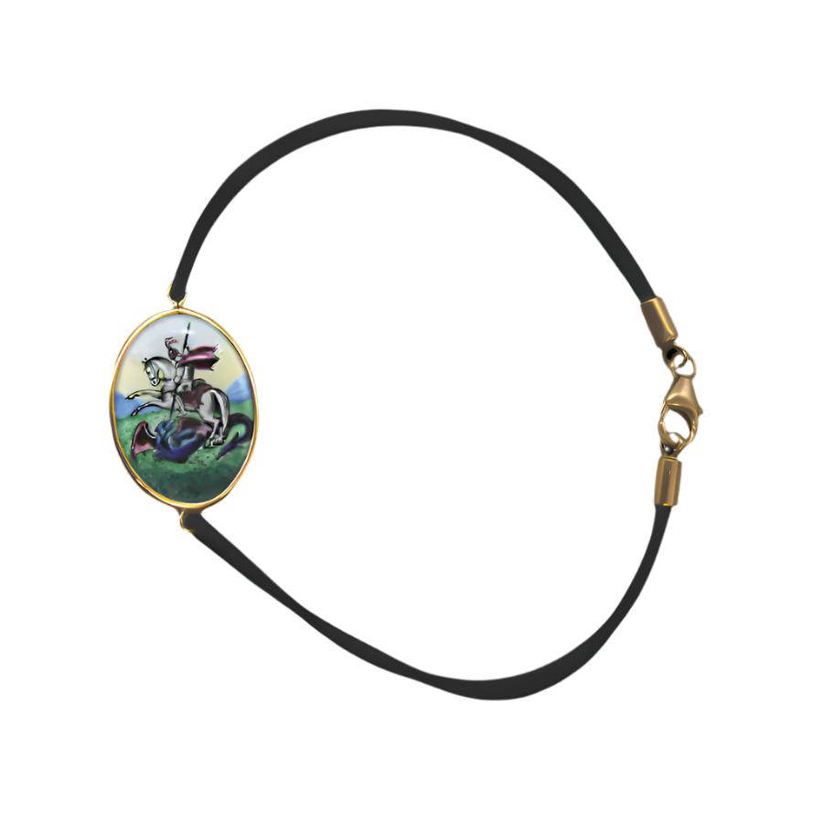 ST GEORGE BRACELET - PAINTED CERAMIC IN GOLD