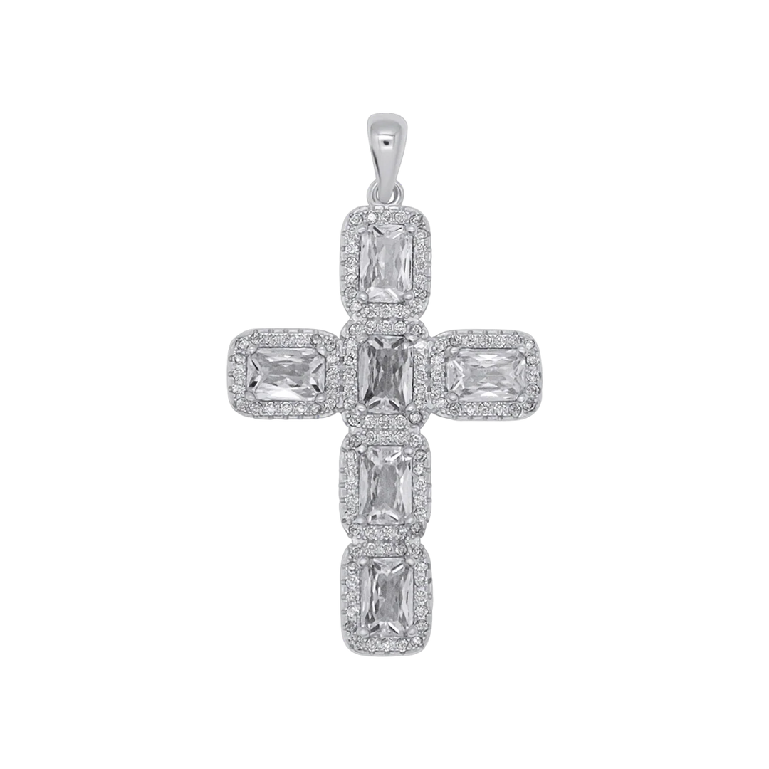 CROSS PENDANT - SILVER AND CUBIC ZIRCONIA