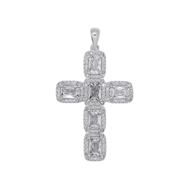 CROSS PENDANT - SILVER AND CUBIC ZIRCONIA