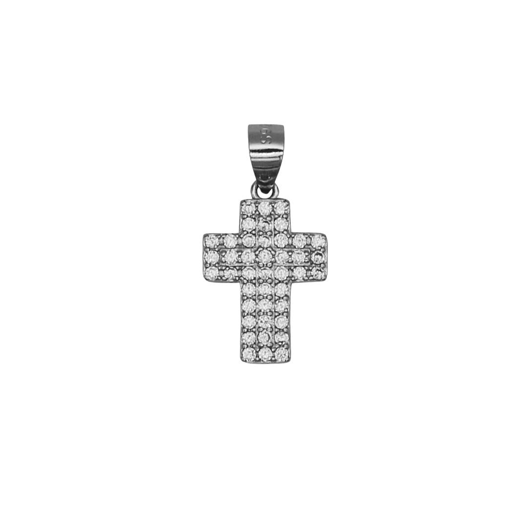 CROSS PENDANT - SILVER AND PAVE