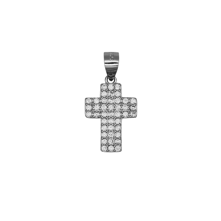CROSS PENDANT - SILVER AND PAVE