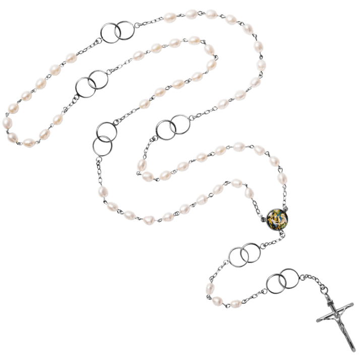 MARRIAGE - PEARL WEDDING ROSARY - SILVER