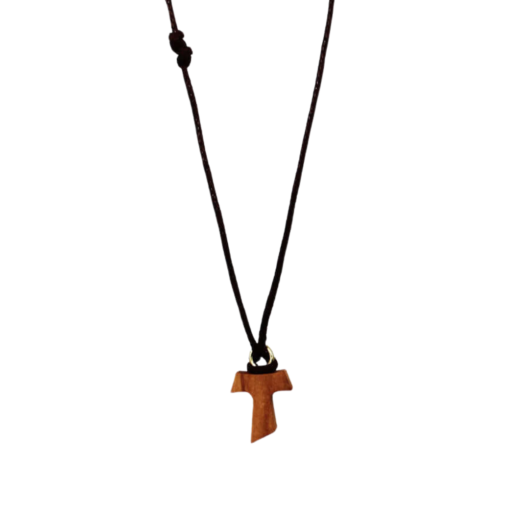 TAU CROSS NECKLACE - ROPE AND WOOD