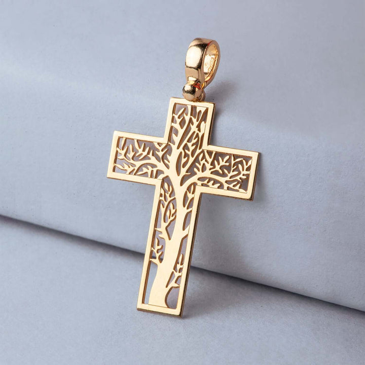 TREE OF LIFE CROSS PENDANT - VERMEIL SILVER