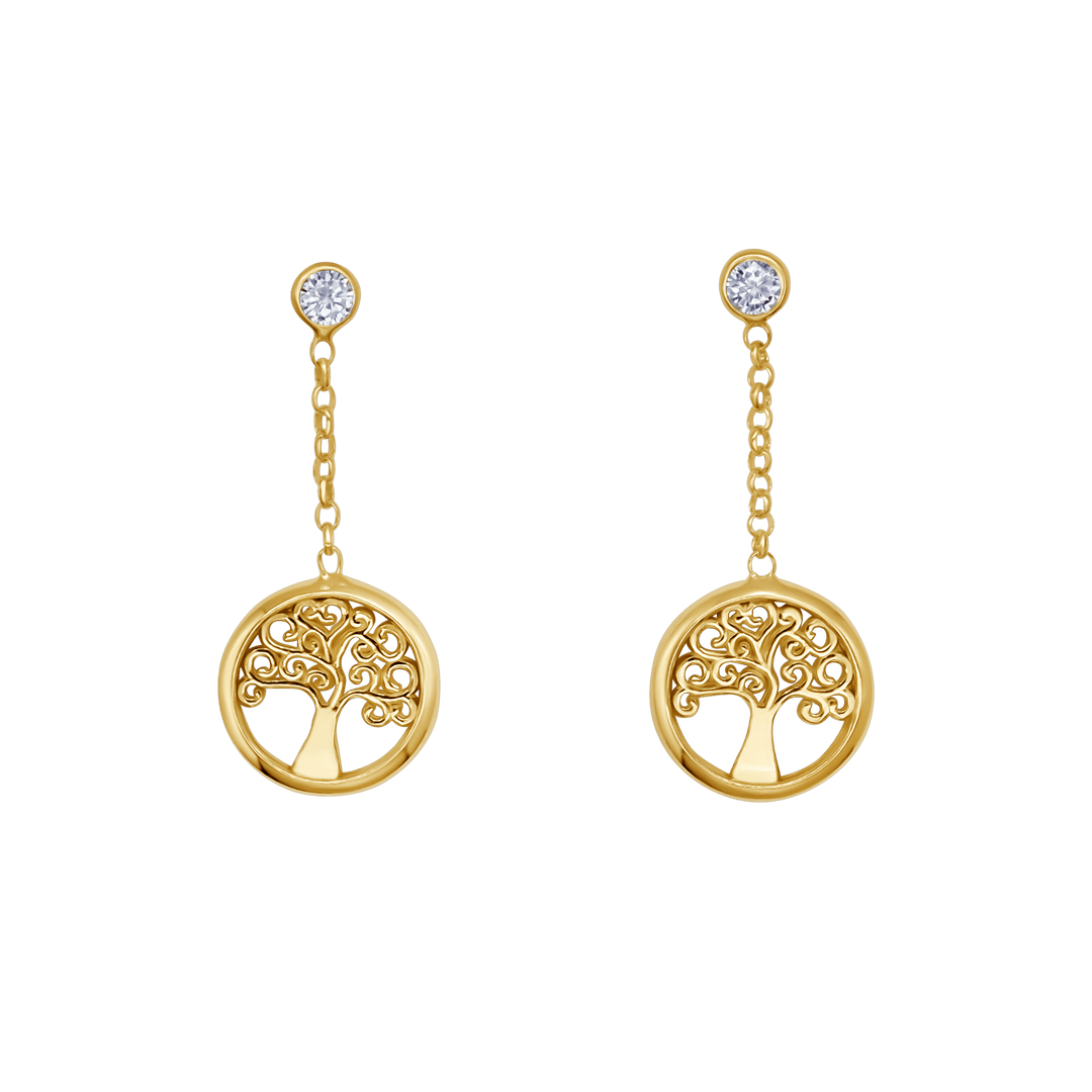 TREE OF LIFE - DANGLING EARRINGS - VERMEIL SILVER