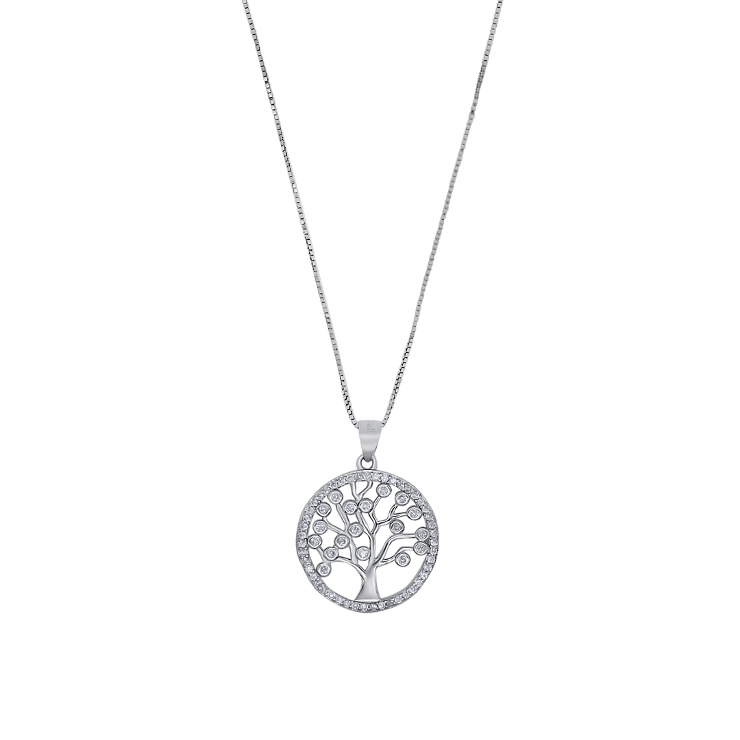 TREE OF LIFE NECKLACE - SILVER - ZIRCONIA