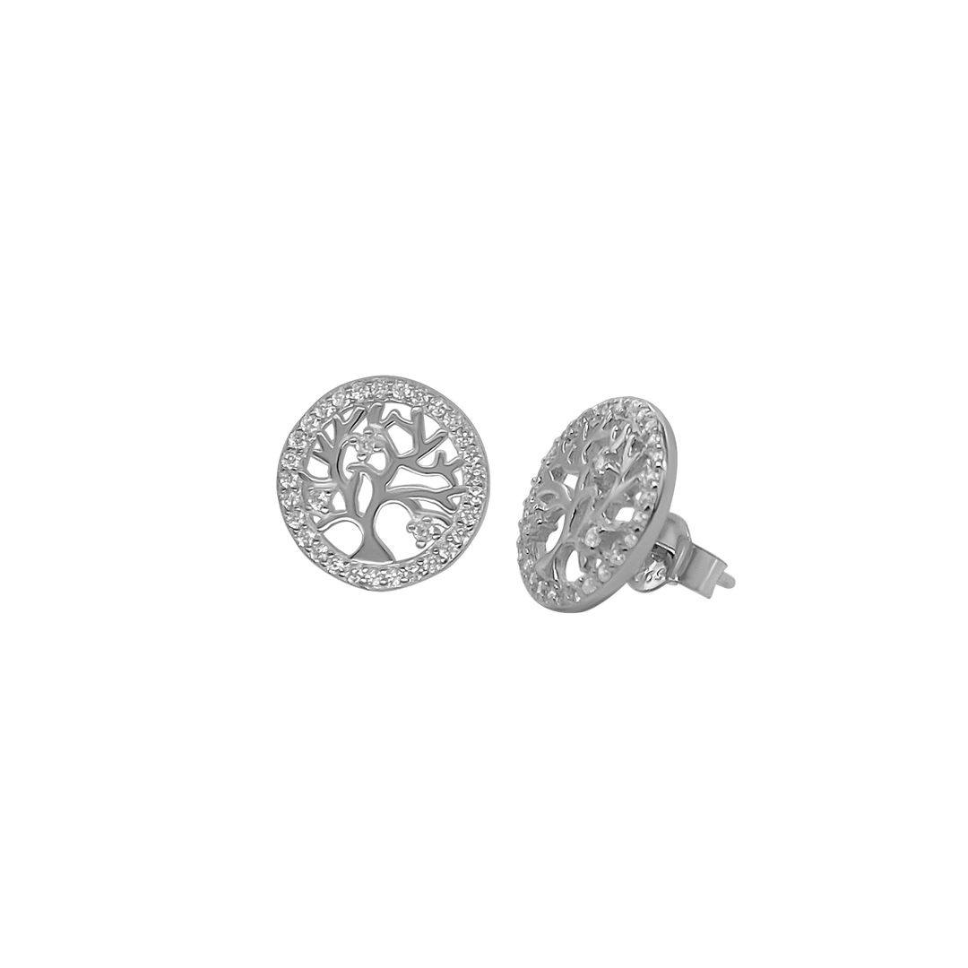 TREE OF LIFE - EARRINGS - SILVER AND ZIRCONIA