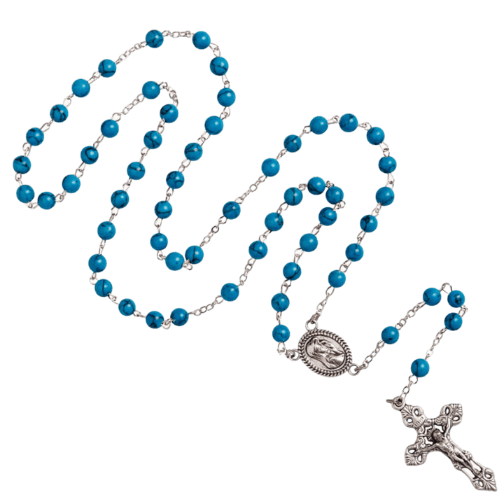TURQUOISE ROSARY - METAL