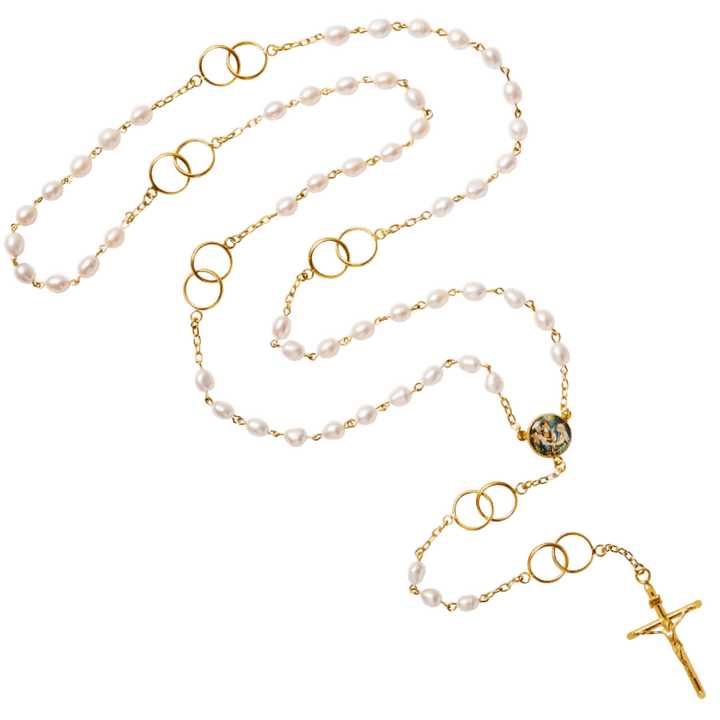 MARRIAGE - PEARL ROSARY - VERMEIL SILVER