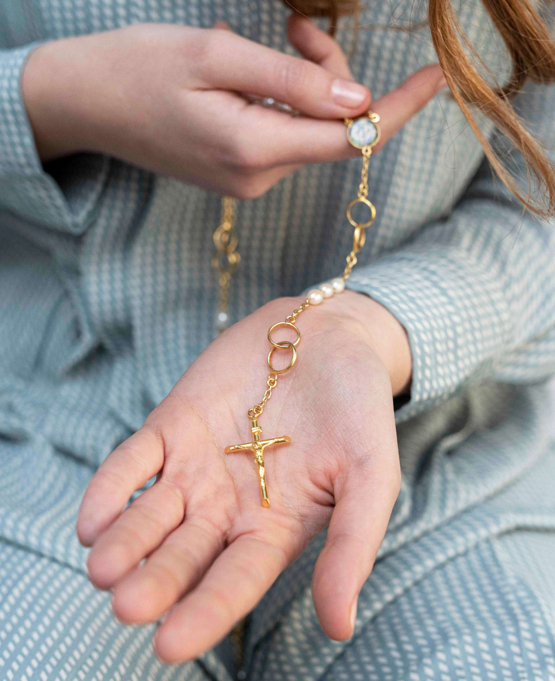 MARRIAGE - PEARL ROSARY - VERMEIL SILVER
