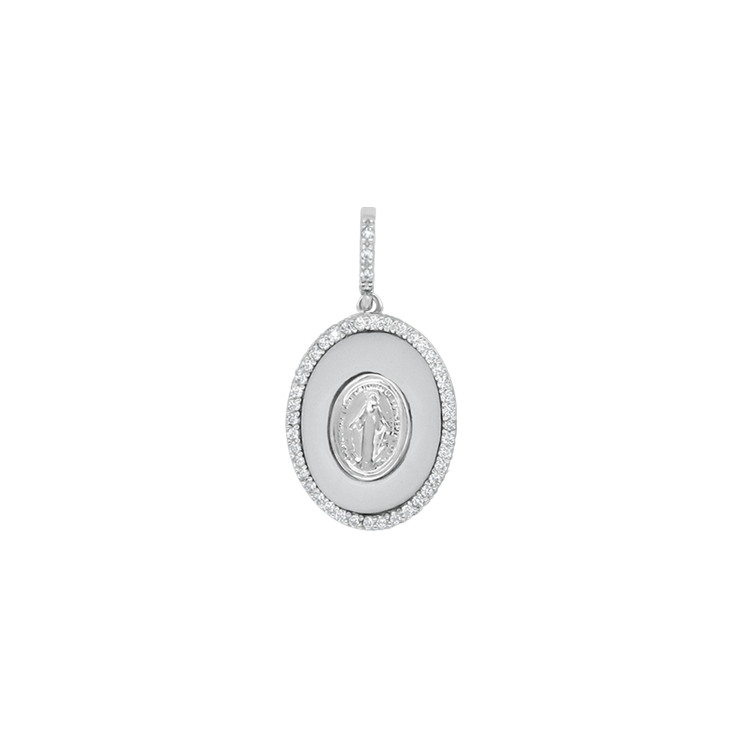 MIRACULOUS MEDAL HANGER - SILVER AND ZIRCONIA
