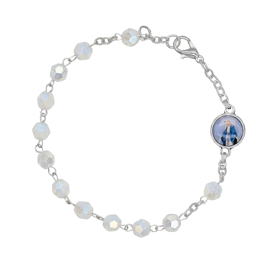 CRYSTAL ROSARY BRACELET - METAL