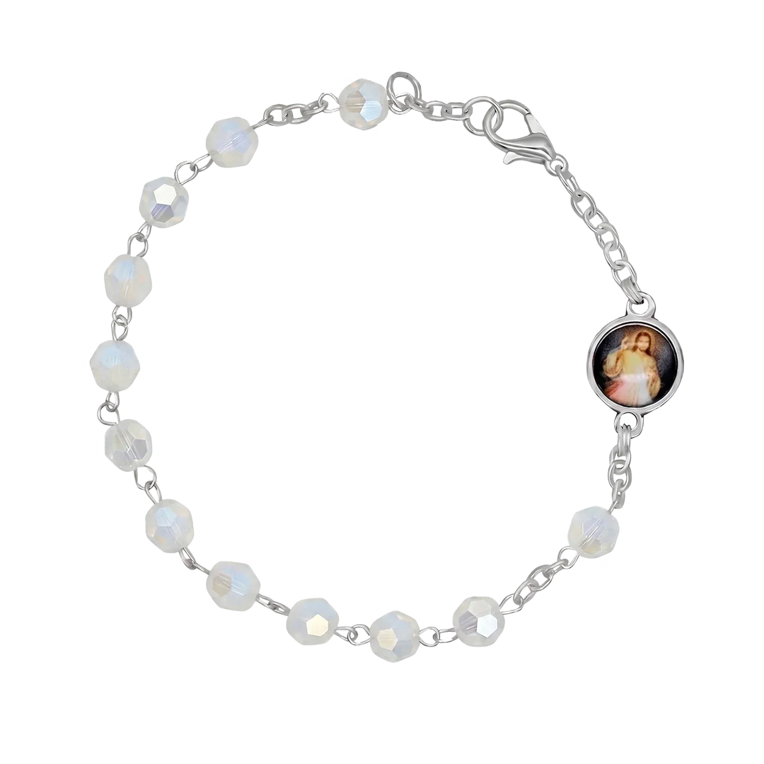 CRYSTAL ROSARY BRACELET - METAL