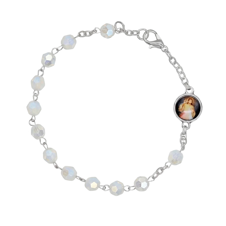 CRYSTAL ROSARY BRACELET - METAL