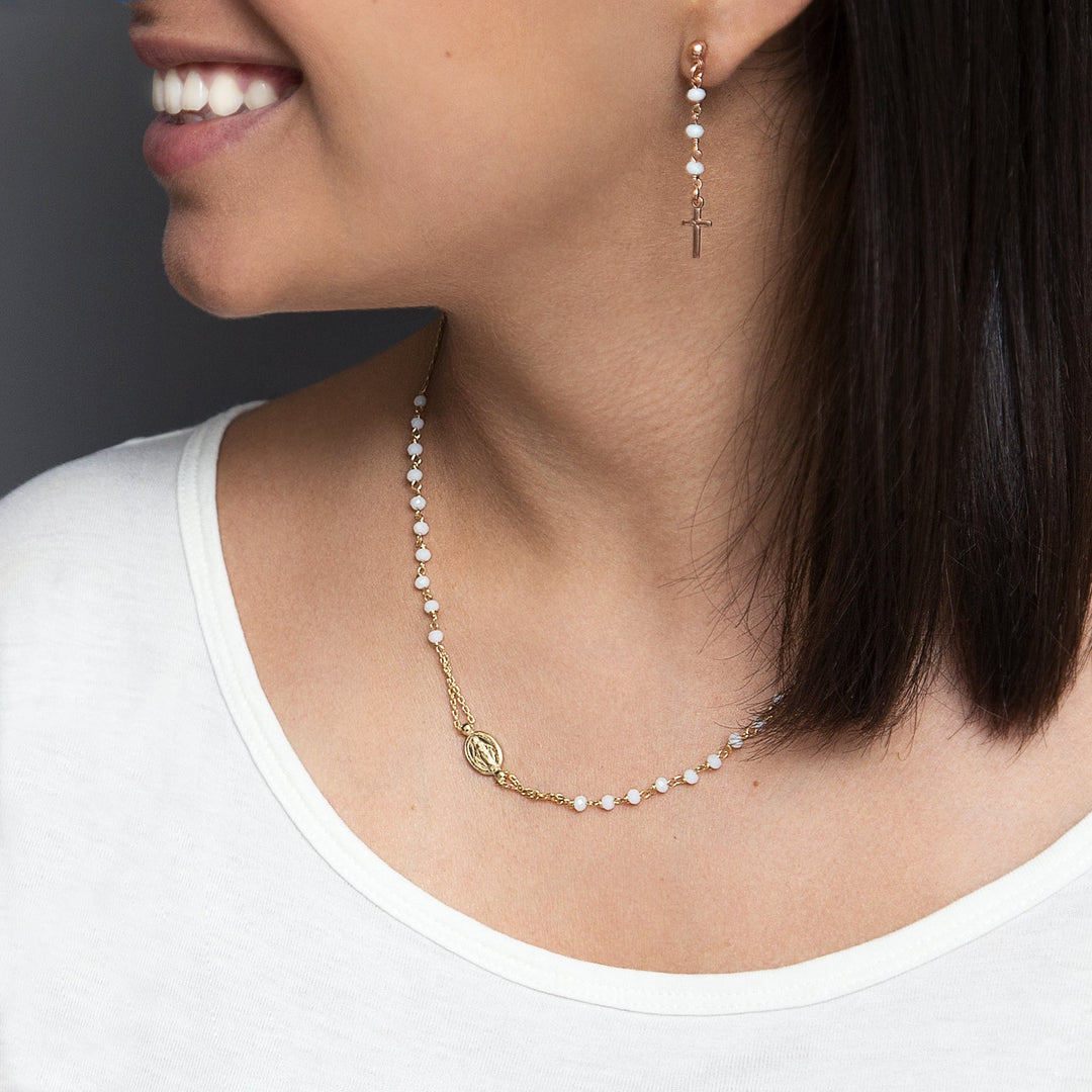 MIRACULOUS CROSS - CRYSTAL NECKLACE - VERMEIL SILVER