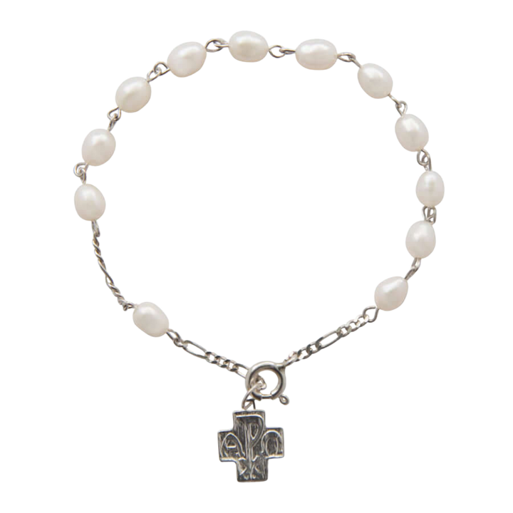PEARL ROSARY BRACELET - SILVER