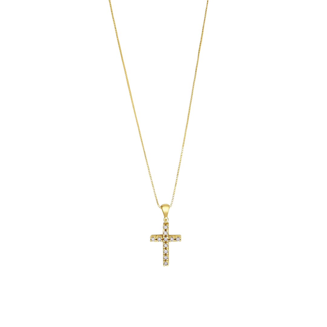 CROSS DIAMOND NECKLACE - GOLD