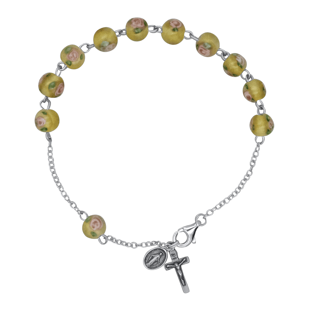 ROSARY BRACELET - YELLOW MURANO GLASS AND SILVER