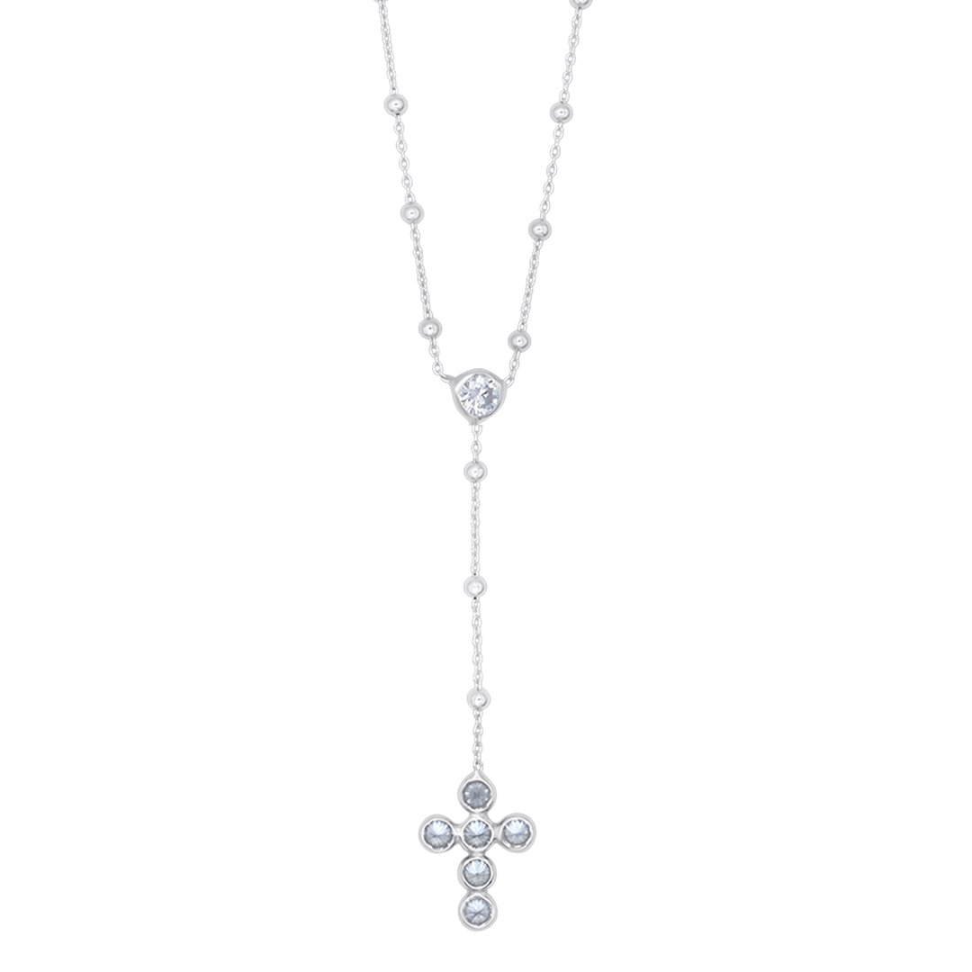 CROSS NECKLACE - ZIRCONIA AND SILVER