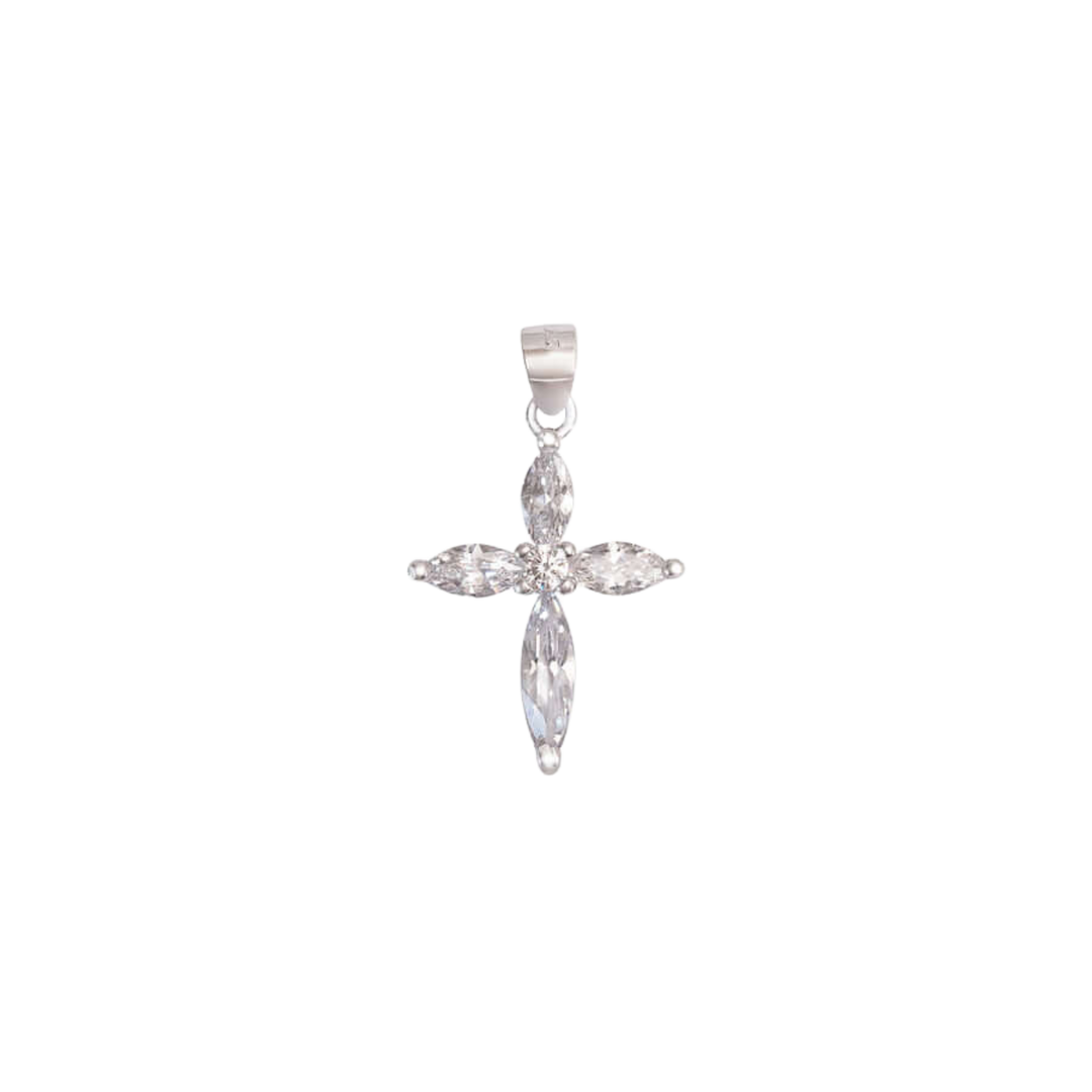 ZIRCONIA CROSS PENDANT - SILVER