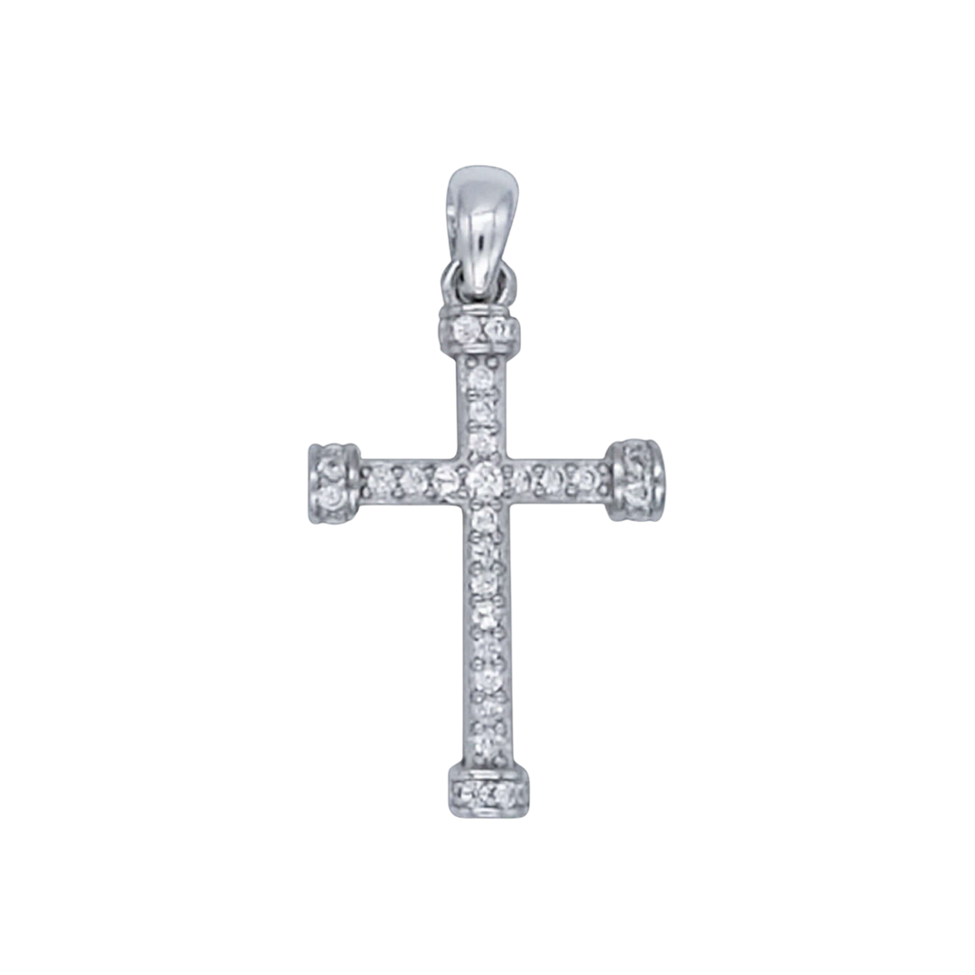 CROSS PENDANT - SILVER AND CUBIC ZIRCONIA